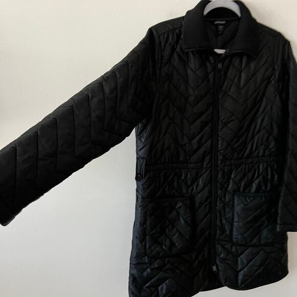 Athleta Jacket Womens Small Black Quilted Mendocino Coat Full Zip Outdoor Winter - Picture 4 of 12